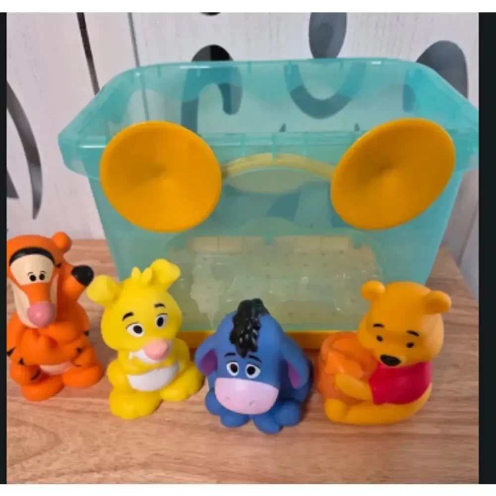 Disney Winnie the Pooh Bath Toy Set Tigger Eeyore Pooh Tub Basket Missing Piglet